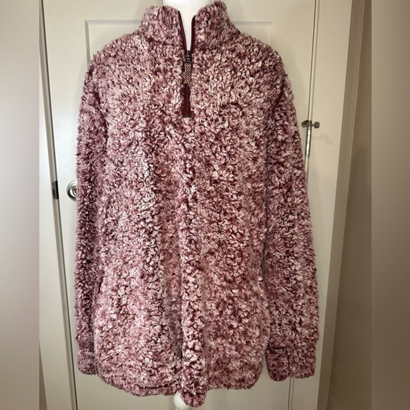 Weatherproof Vintage Women Jacket Large Sherpa Plum Faux Fur Pull-Over Jacket - Picture 1 of 8